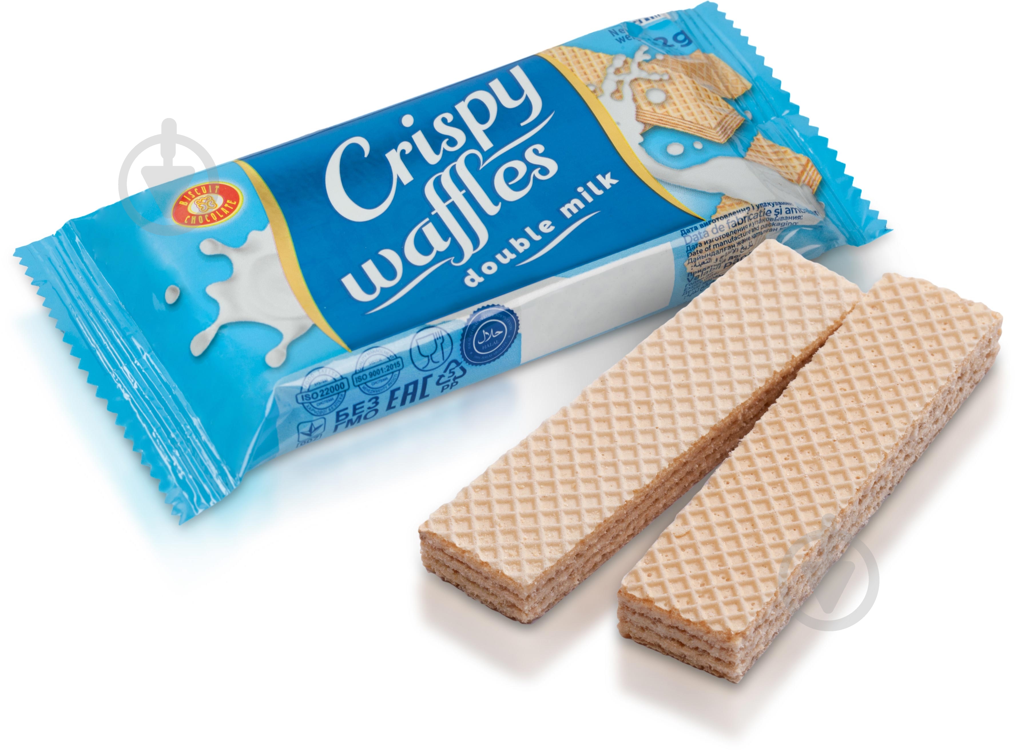 Вафли CRISPY WAFFLES double milk 32 г - фото 1 Вафли CRISPY WAFFLES double milk 32 г - фото 1