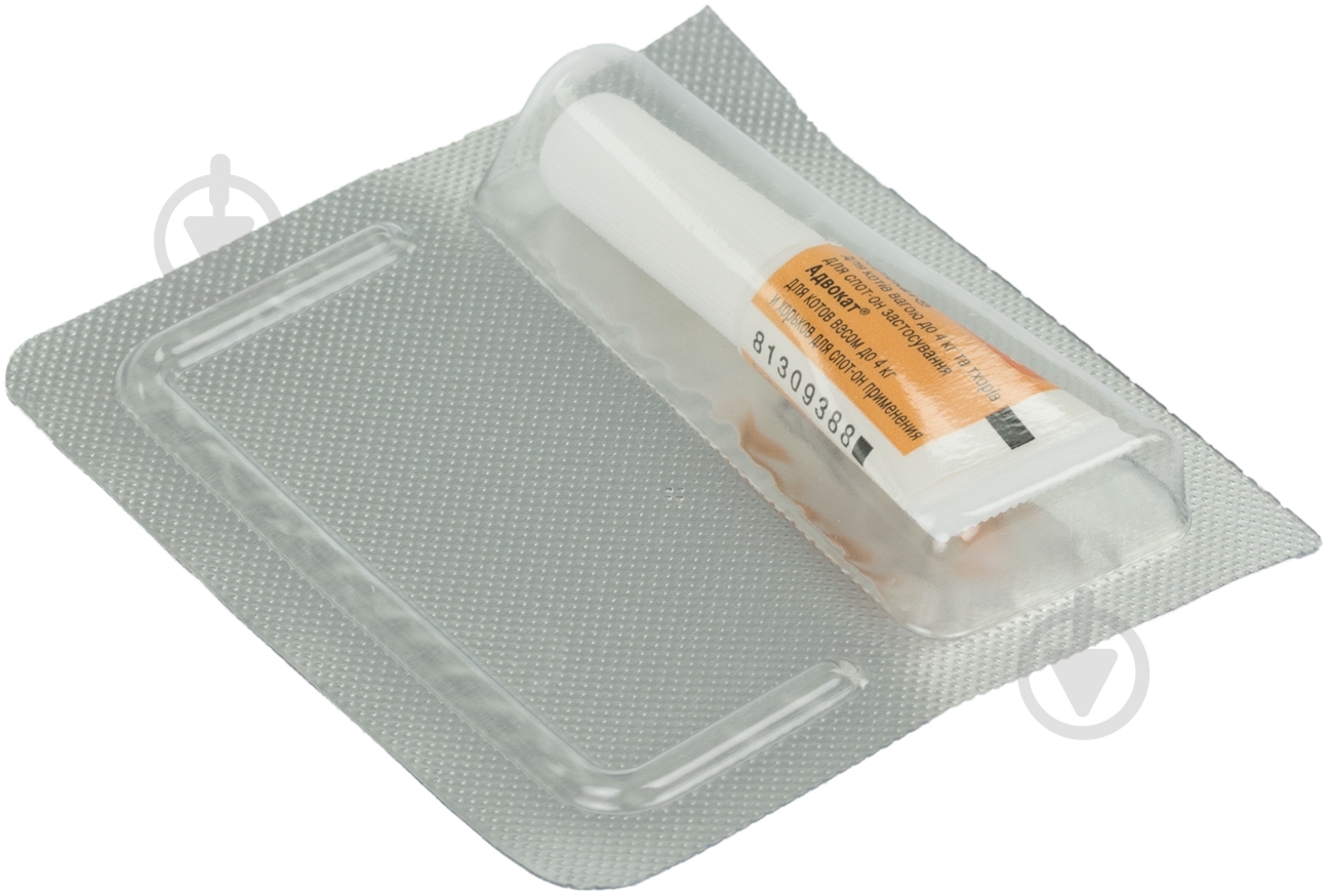 Капли Bayer от блох и клещей для котов Advocate до 4 кг 91031(за 1 п-тку, 3 в уп.) шт. 0,4 мл - фото 2 Капли Bayer от блох и клещей для котов Advocate до 4 кг 91031(за 1 п-тку, 3 в уп.) шт. 0,4 мл - фото 2