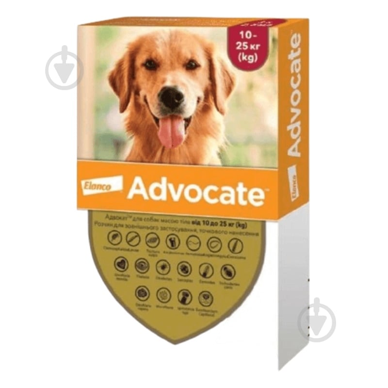 Капли Bayer от блох и клещей для собак Advocate до 10-25 кг 91029(за 1 п-тку, 3 в уп.) шт. 0,25 мл - фото 1