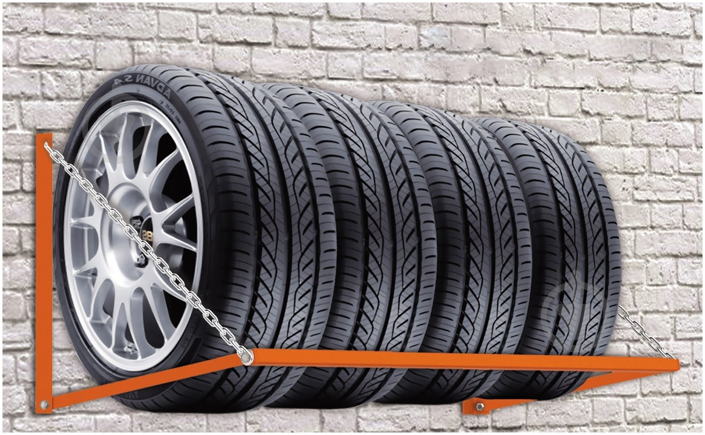 Стелаж для зберігання шин і коліс 500x1200x590 мм Kolchuga помаранчевий зі сріблястим - фото 4