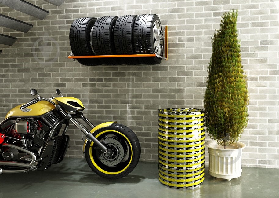 Стелаж для зберігання шин і коліс 500x1200x590 мм Kolchuga помаранчевий зі сріблястим - фото 6