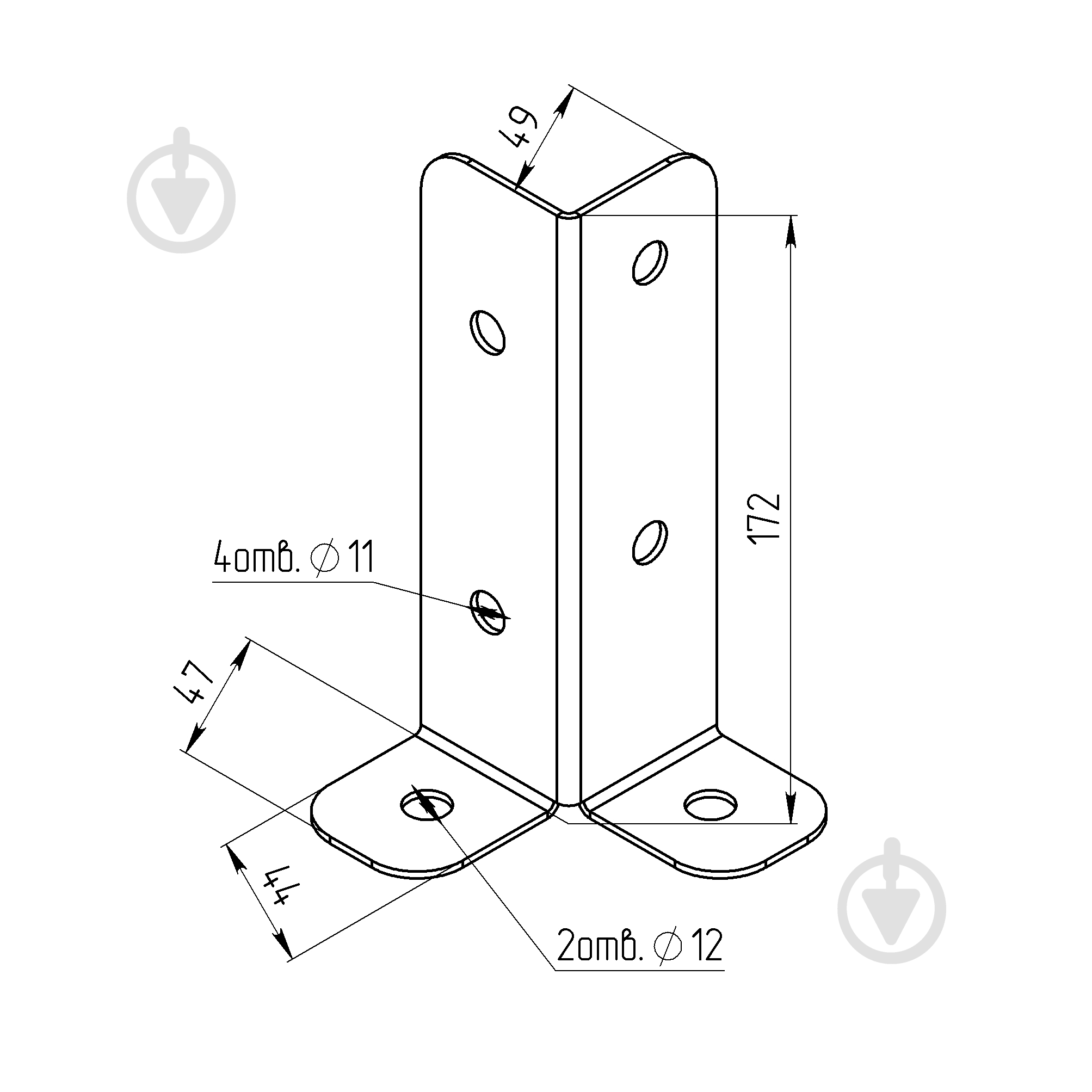 Опора угловая 45х45х170 Профсталь - фото 2
