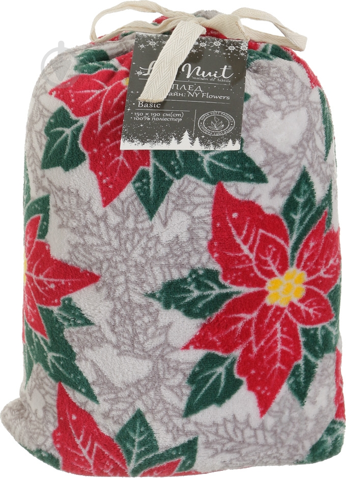 Плед Basic NY Flowers 150x190 см серый с рисунком La Nuit - фото 6