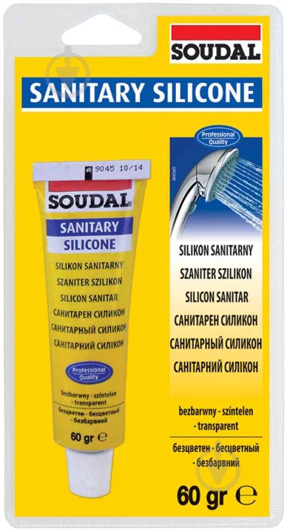 Герметик силиконовый SOUDAL санитарный прозрачный 60 г - фото 1 Герметик силиконовый SOUDAL санитарный прозрачный 60 г - фото 1