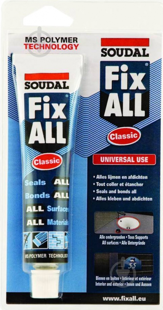 Клей-герметик SOUDAL FIX ALL Classic 80 мл білий - фото 1