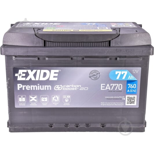 ᐉ Акумулятор автомобільний EXIDE Premium 77Ah 760A 12V «+