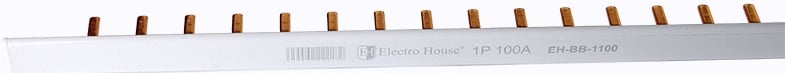 Шина з’єднувальна ElectroHouse 1P 100A 1.7x9 EH-BB-1100 - фото 1 Шина з’єднувальна ElectroHouse 1P 100A 1.7x9 EH-BB-1100 - фото 1