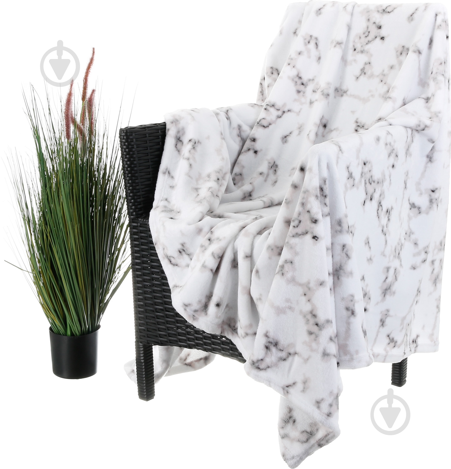 Плед Flannel Plush White Marble 200x220 см белый La Nuit - фото 1
