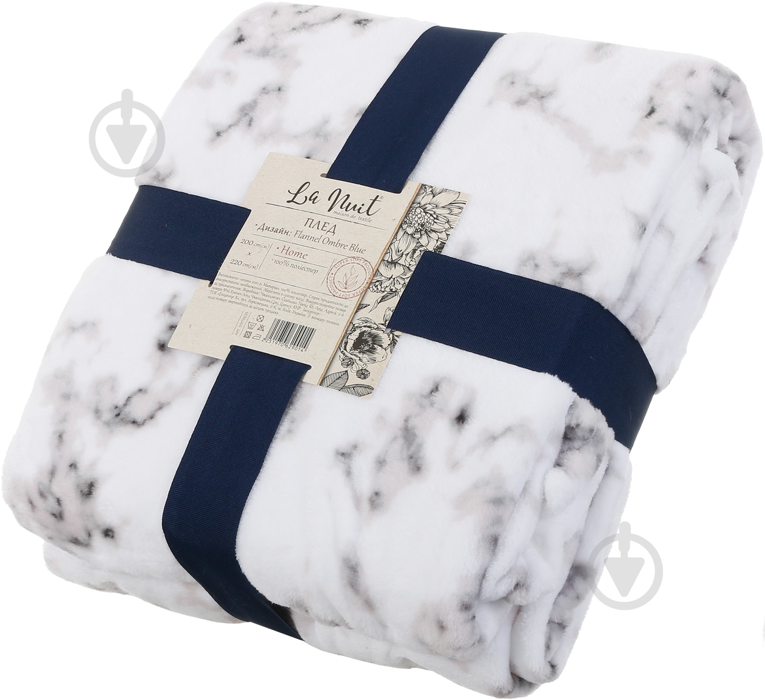 Плед Flannel Plush White Marble 200x220 см белый La Nuit - фото 5