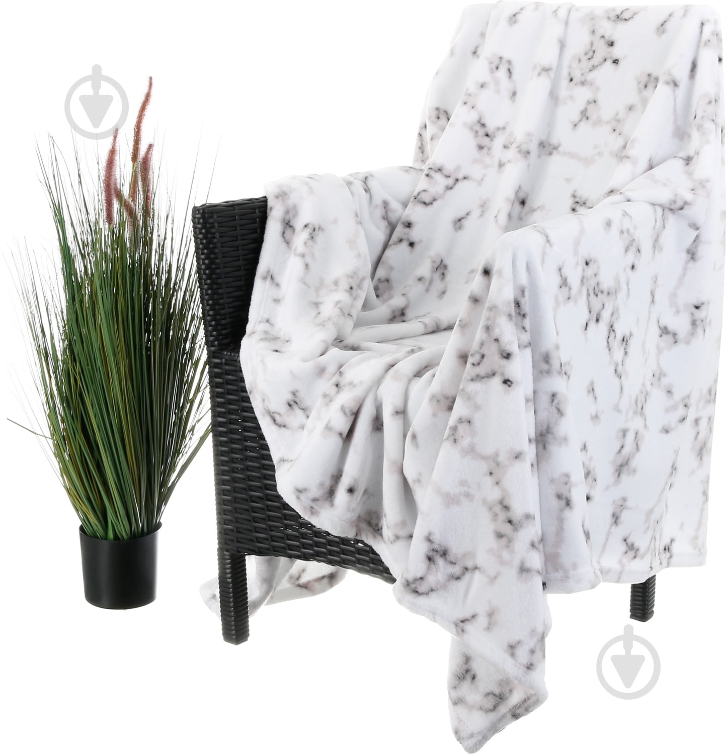 Плед Flannel Plush White Marble 160x200 см білий La Nuit - фото 1 Плед Flannel Plush White Marble 160x200 см білий La Nuit - фото 1