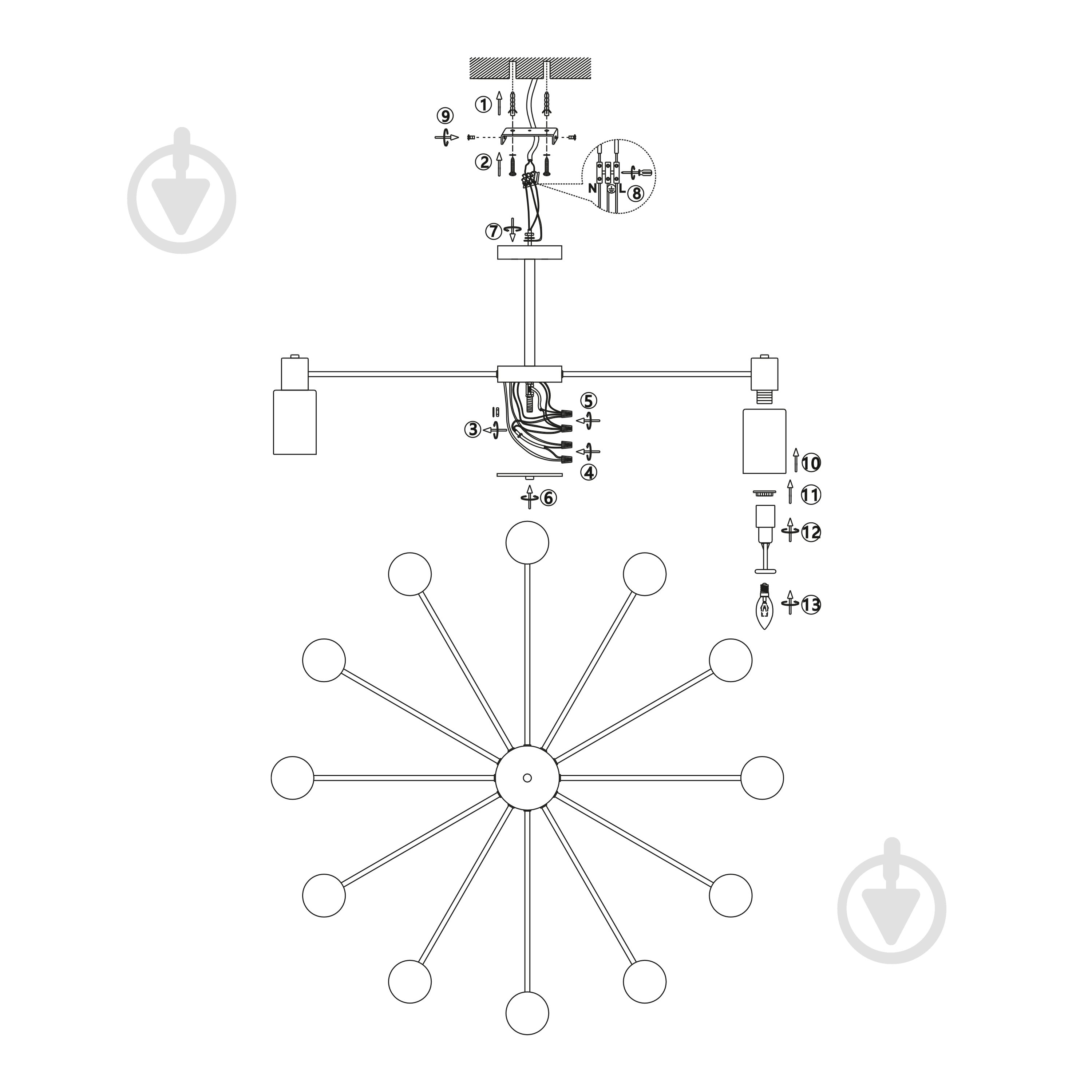 Люстра Miorro Estetica металл/стекло 12x40 Вт E14 хром 51-311-039 - фото 4