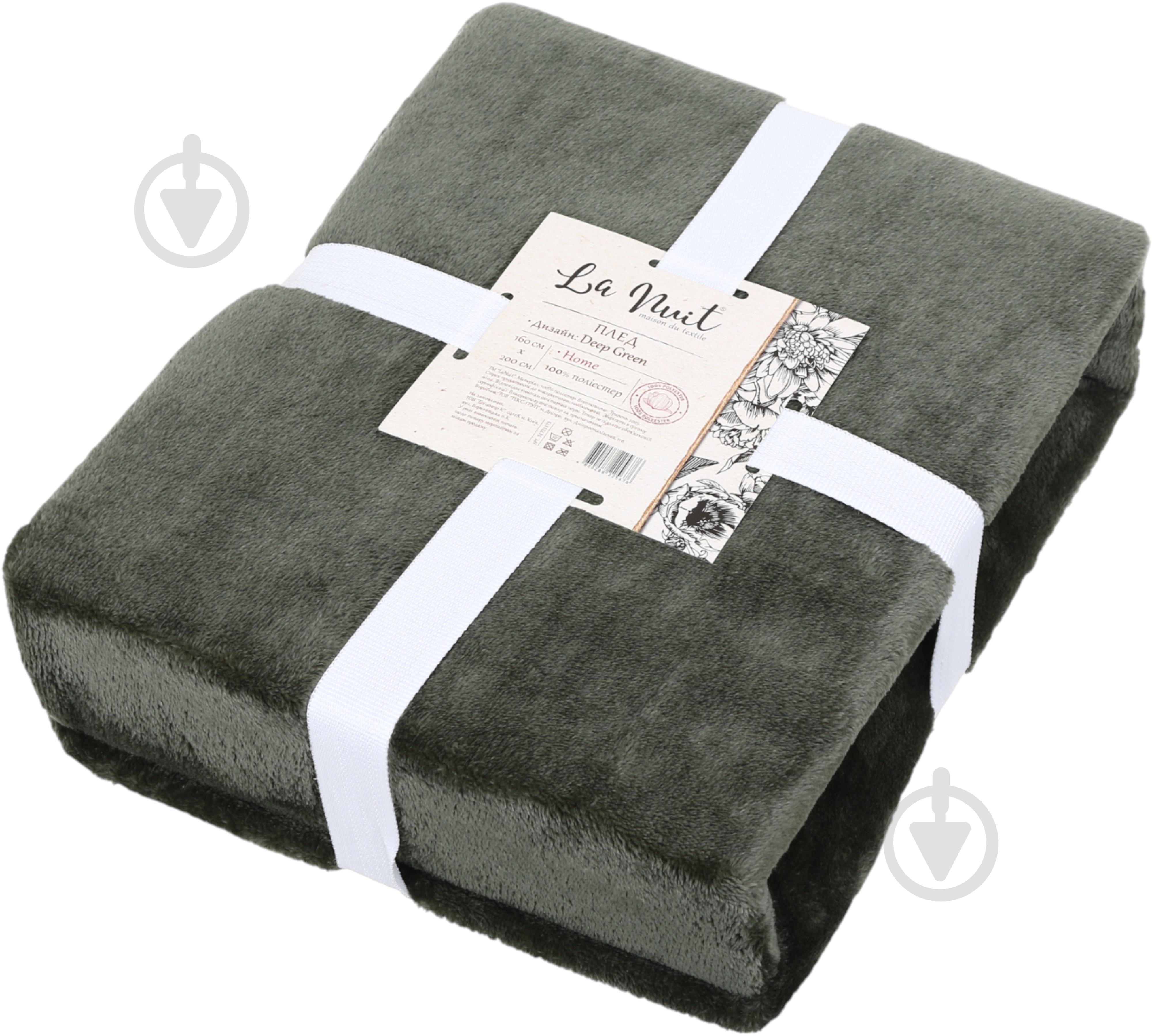 Плед Solid Deep Green 160x200 см зеленый La Nuit - фото 3