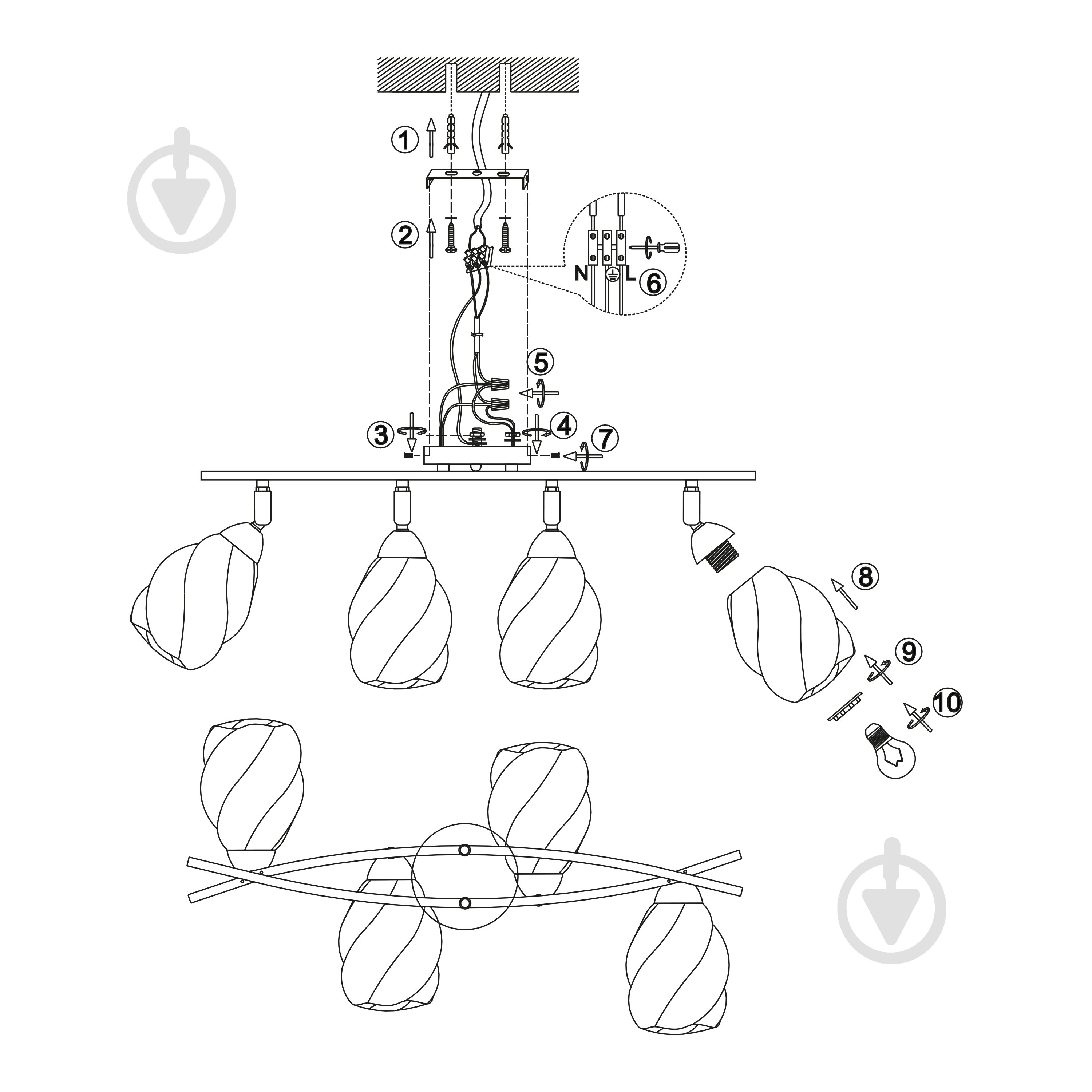 Люстра Miorro Ideale металл/стекло 4x40 Вт E27 хром 51-311-059 - фото 3