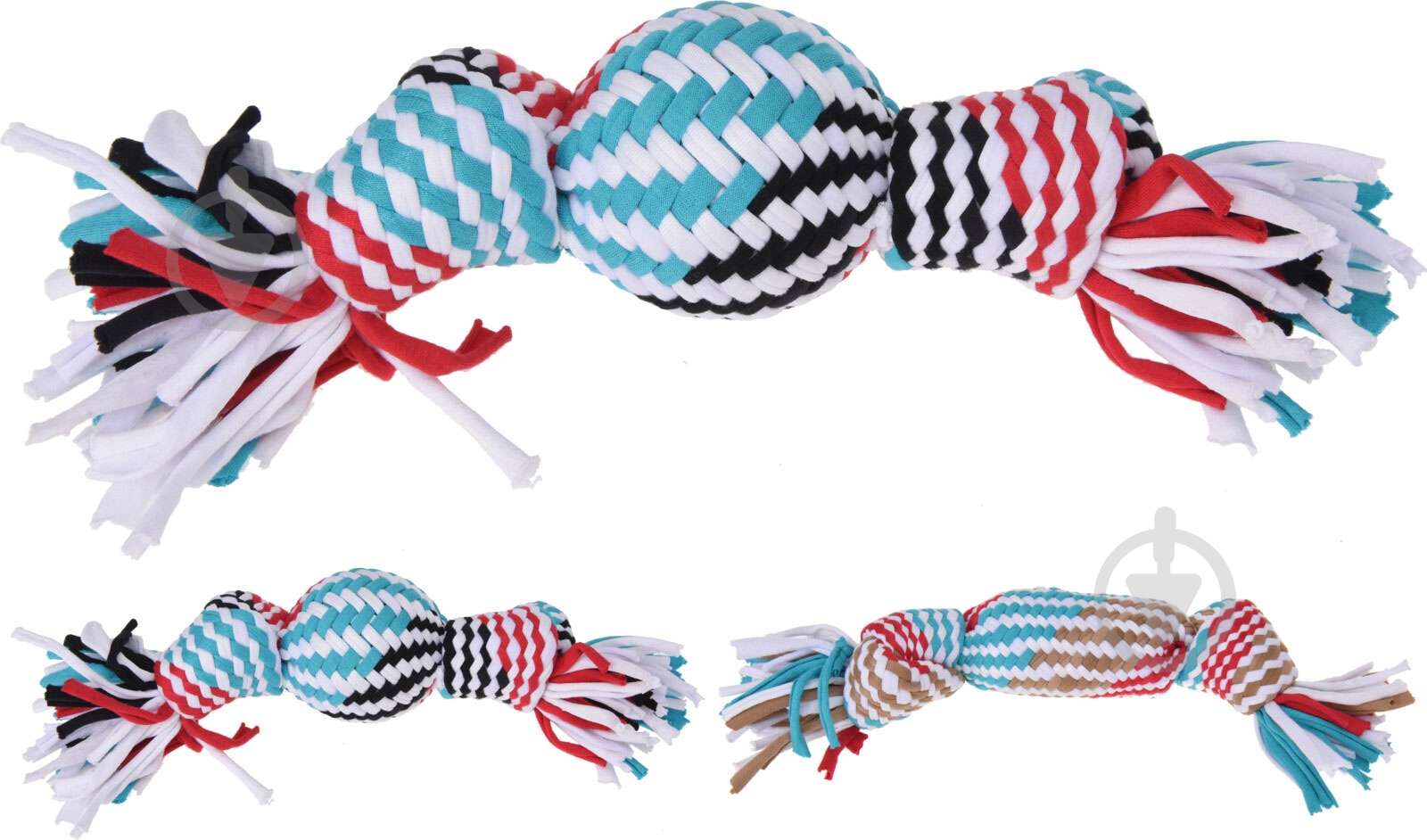 Игрушка для собак мяч с узлами 34 см в ассортименте - фото 1