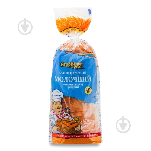Батон Агробізнес Молочный резаный 450 г - фото 1