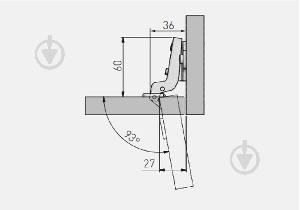 Петля внутренняя GTV 86° Slide-On без доводчика ZP-BICN070BE - фото 2