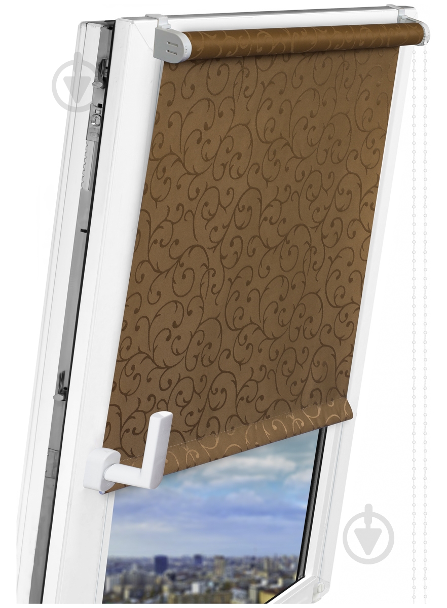 Ролета мини Delfa Жаккард Прима 68x170 см какао - фото 3