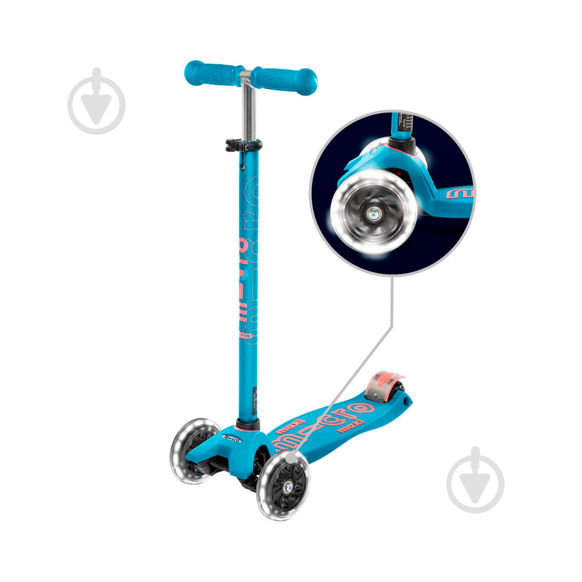 Самокат Micro детский Maxi Deluxe aqua LED аква ММD078 - фото 8