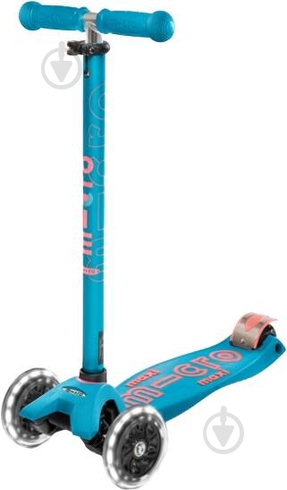 Самокат Micro детский Maxi Deluxe aqua LED аква ММD078 - фото 1