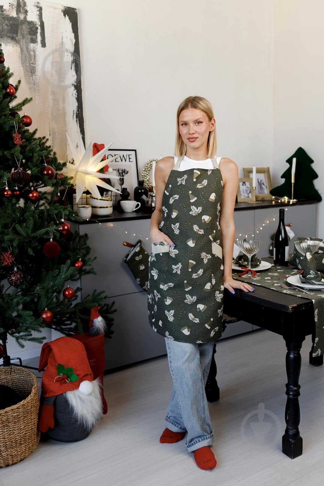 Фартук Шапочки на зеленом Прованс - фото 2 Фартук Шапочки на зеленом Прованс - фото 2