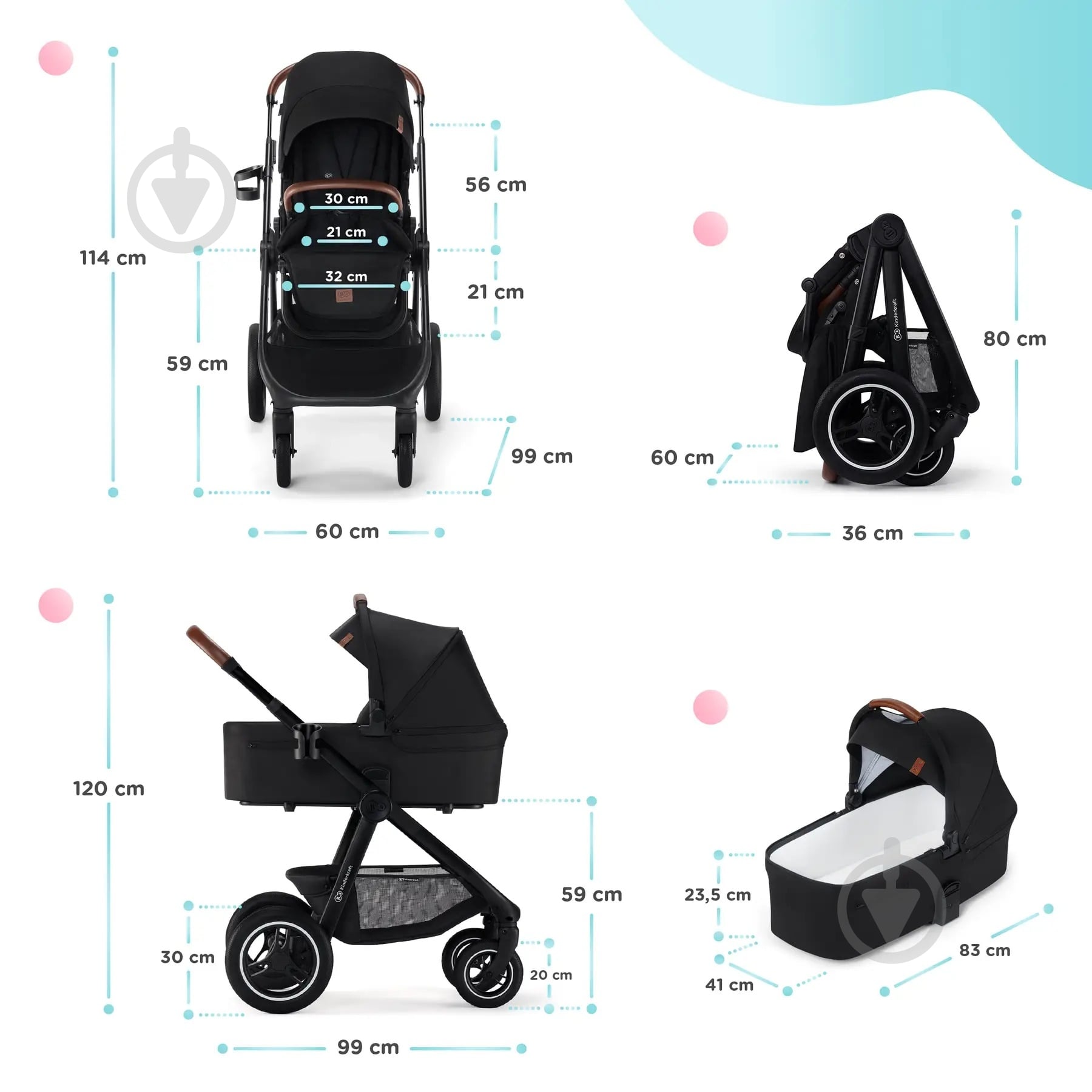 Коляска универсальная 2 в 1 Kinderkraft Everyday Black (KSEVER00BLK2000) - фото 9 Коляска универсальная 2 в 1 Kinderkraft Everyday Black (KSEVER00BLK2000) - фото 9
