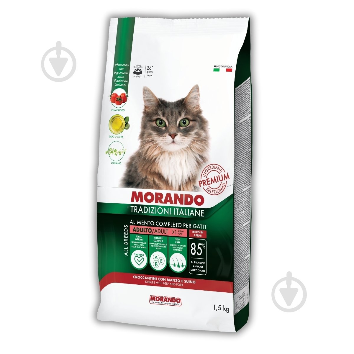 Корм сухий для котів Morando Tradizioni з яловичиною та свининою 1,5 кг - фото 1 Корм сухий для котів Morando Tradizioni з яловичиною та свининою 1,5 кг - фото 1