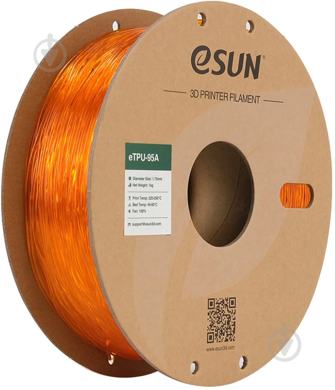 Пластик для 3D-принтера Esun eTPU-95A Filament 1 кг 1.75 мм прозрачный оранжевый (ETPU-95A175GO1) - фото 2 Пластик для 3D-принтера Esun eTPU-95A Filament 1 кг 1.75 мм прозрачный оранжевый (ETPU-95A175GO1) - фото 2