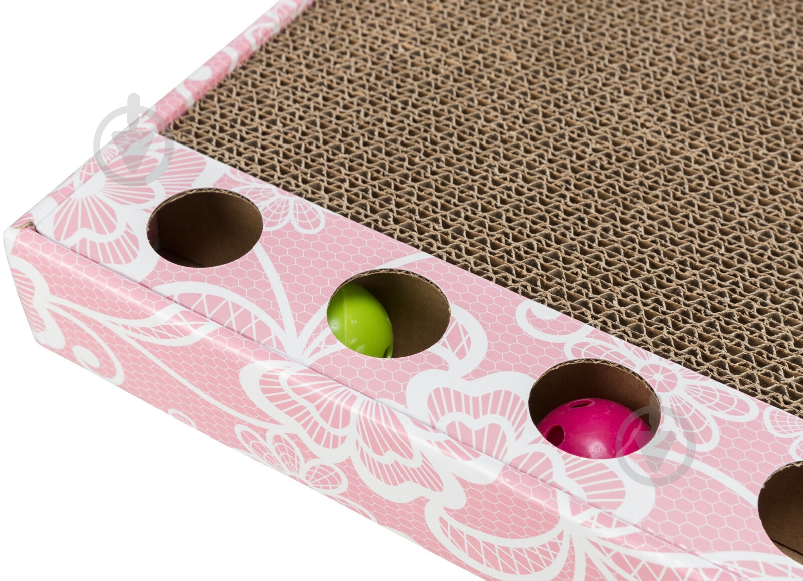 Кігтеточка Trixie для котів з двома кульками та котячою м'ятою картон рожевий 48х5х25 cм 48005 - фото 4