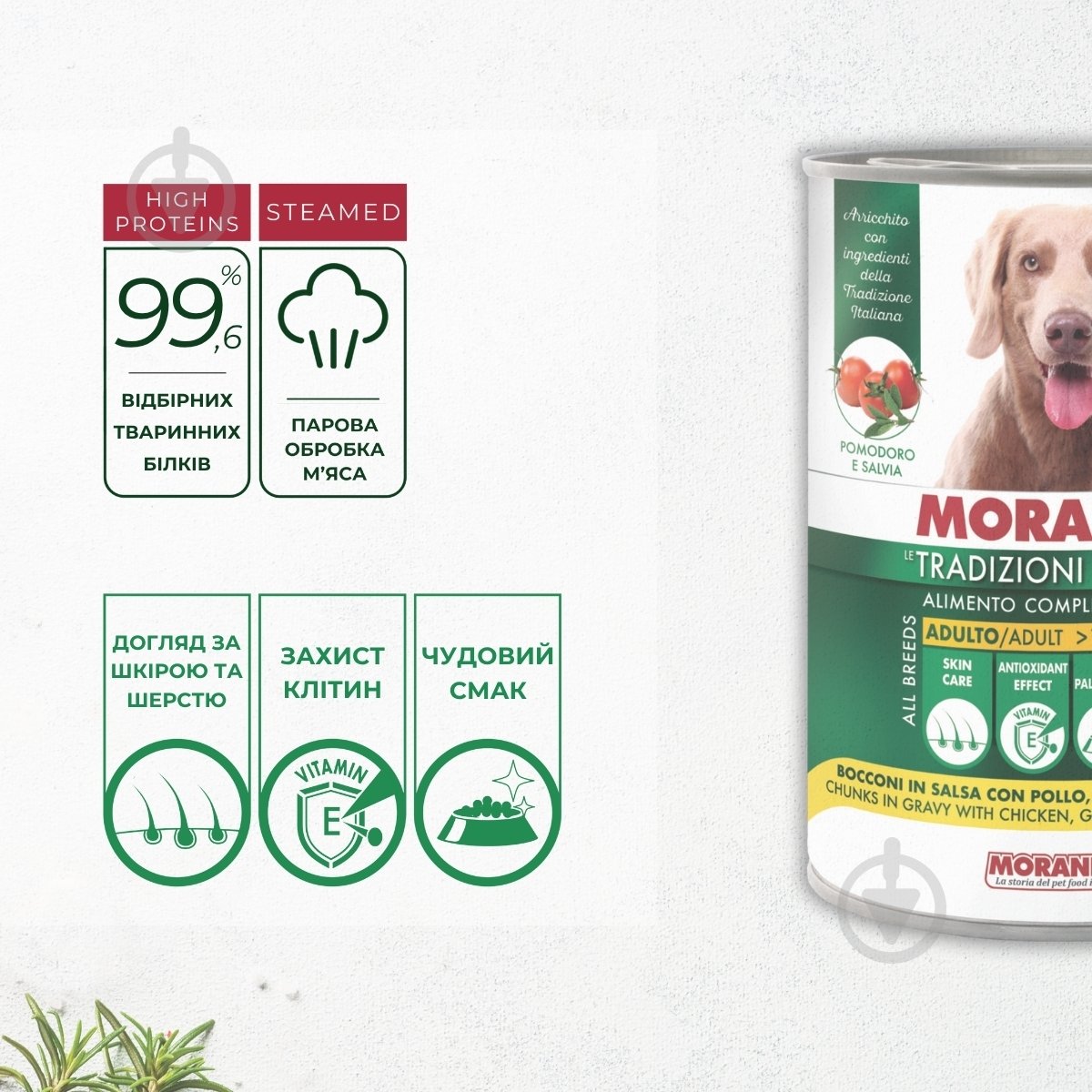 Корм влажный Morando Tradizioni для собак кусочки в соусе с курицей, стручковой фасолью и томатами 400 г - фото 4 Корм влажный Morando Tradizioni для собак кусочки в соусе с курицей, стручковой фасолью и томатами 400 г - фото 4
