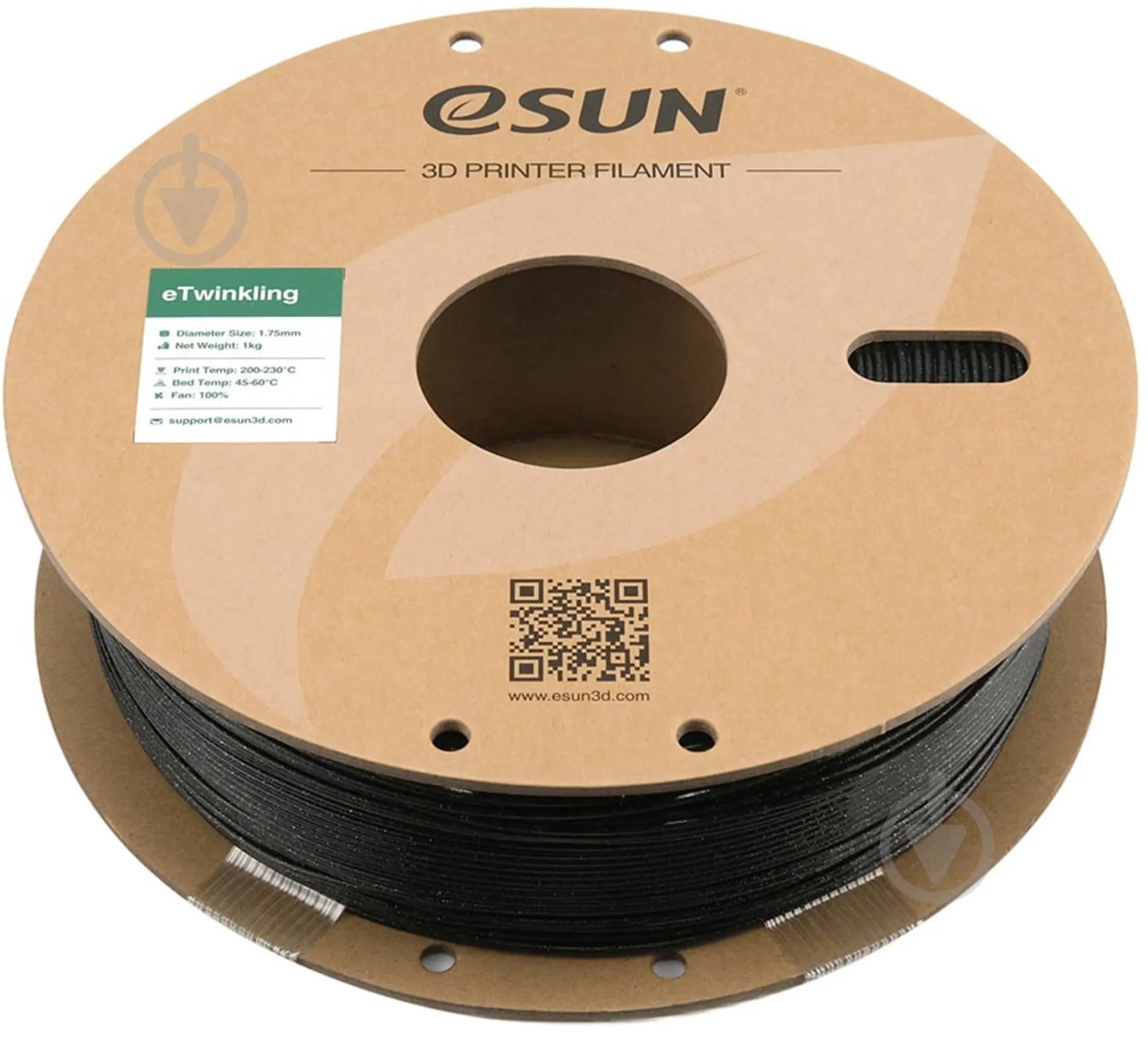 Пластик для 3D-принтера Esun eTwinkling Filament 1 кг 1.75 мм чорний (ETWINKLING175B1) - фото 1