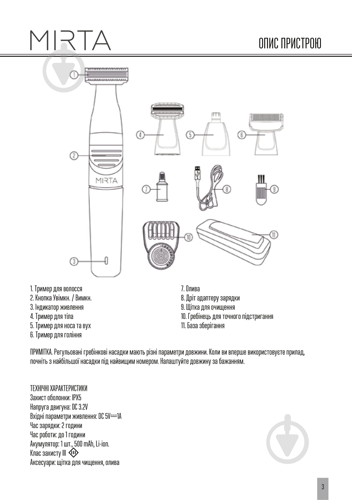 Триммер Mirta НТ-5216 SpeedPro5 5in1 - фото 18 Триммер Mirta НТ-5216 SpeedPro5 5in1 - фото 18