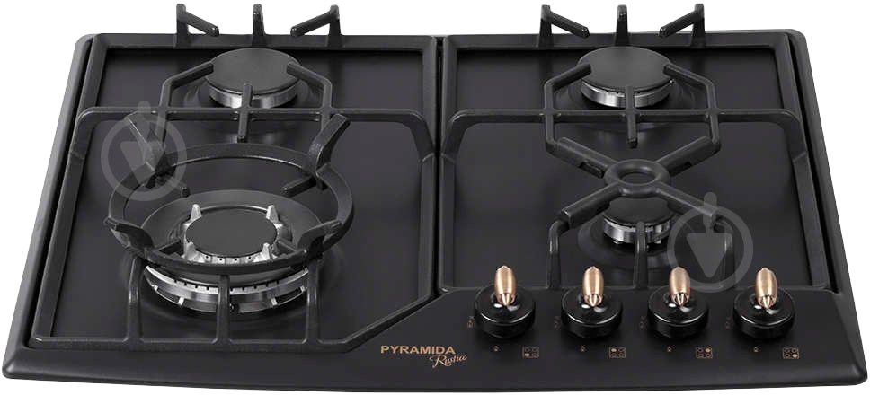 Варочная поверхность газовая Pyramida PF 640 STEL-E/A BLACK - фото 1