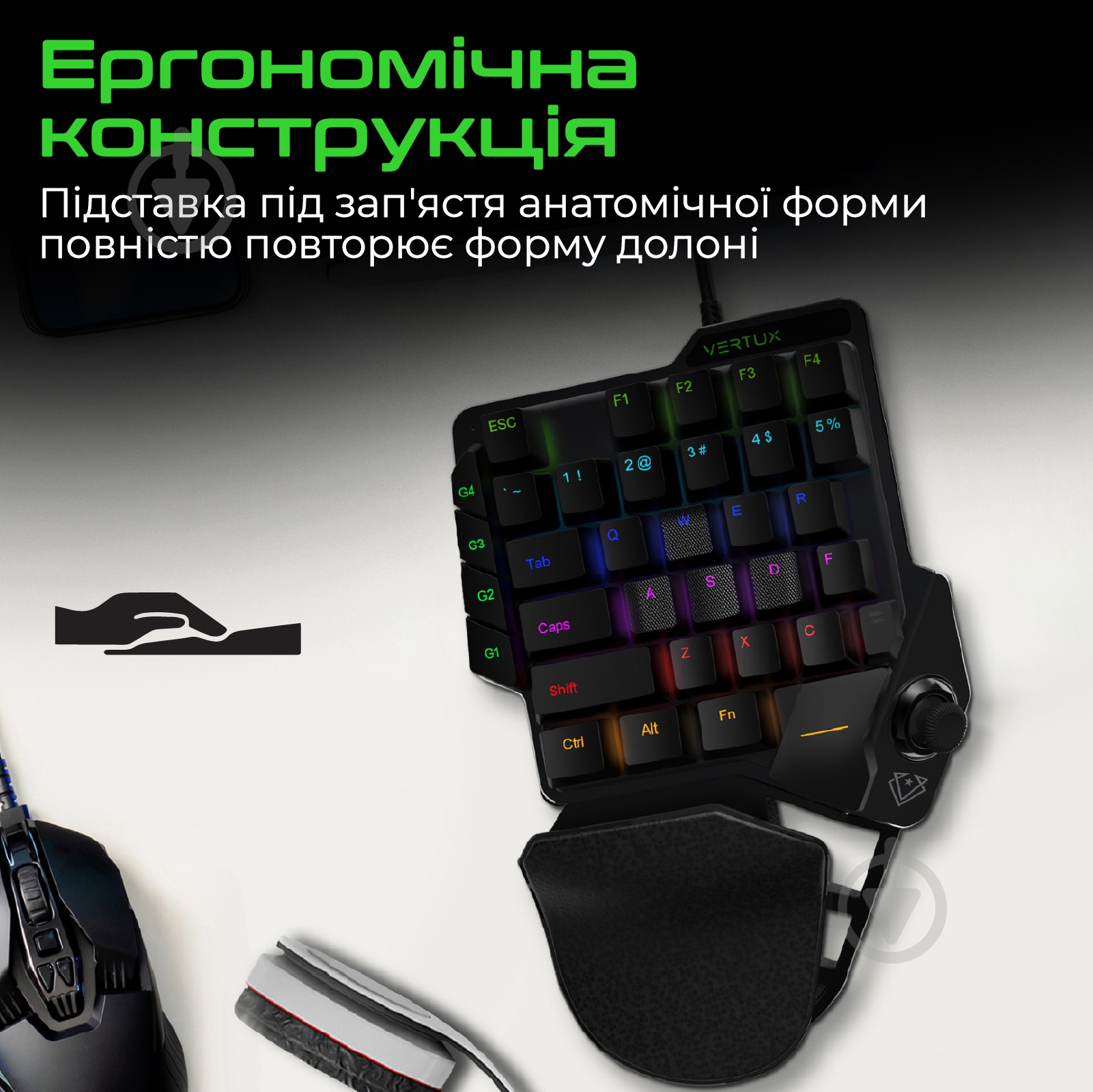 Клавиатура Vertux (combat.black) Кейпад Combat (combat.black) black - фото 5