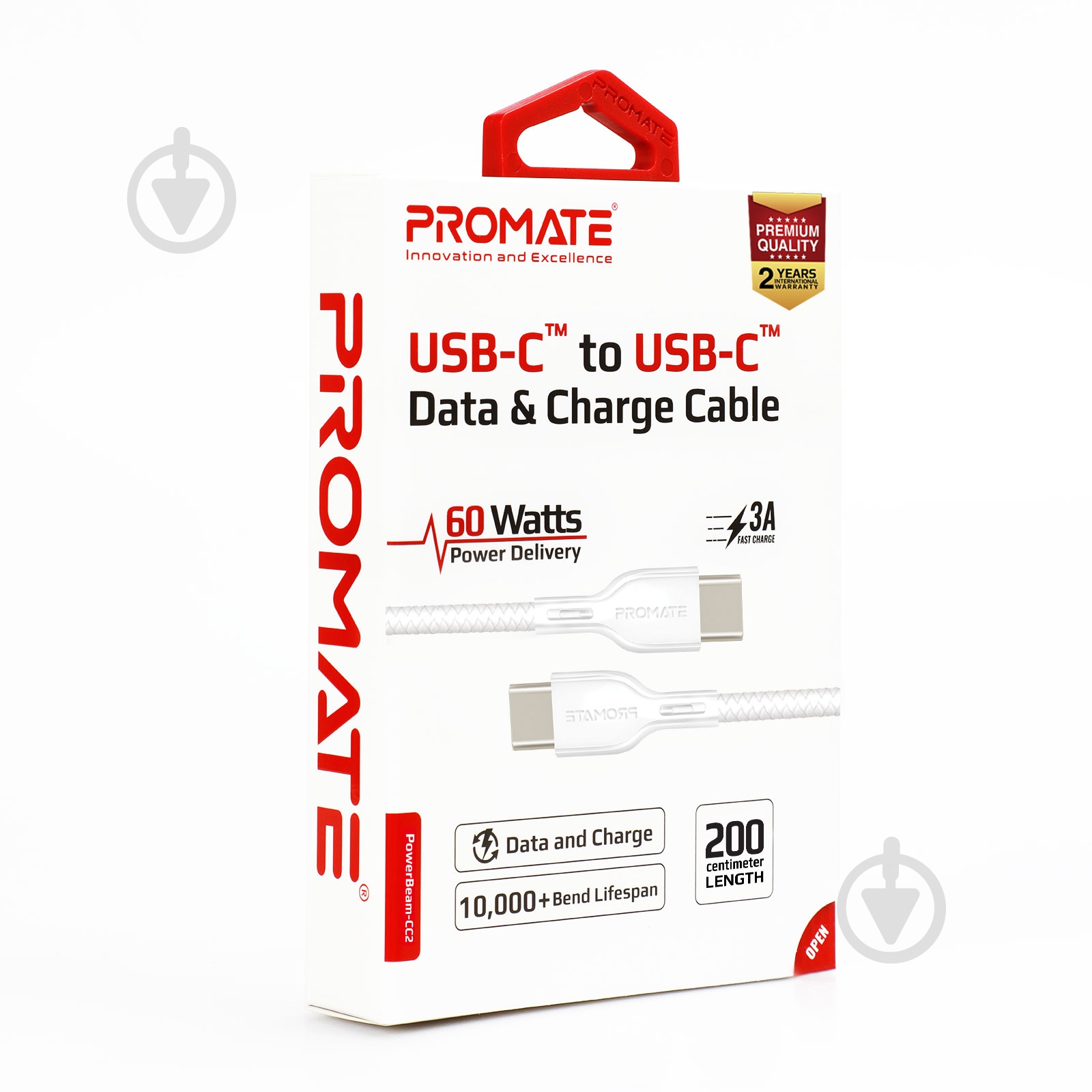 Кабель Promate PowerBeam-CC2 Type-C – Type-C 2 м white (powerbeam-cc2.white) - фото 7 Кабель Promate PowerBeam-CC2 Type-C – Type-C 2 м white (powerbeam-cc2.white) - фото 7