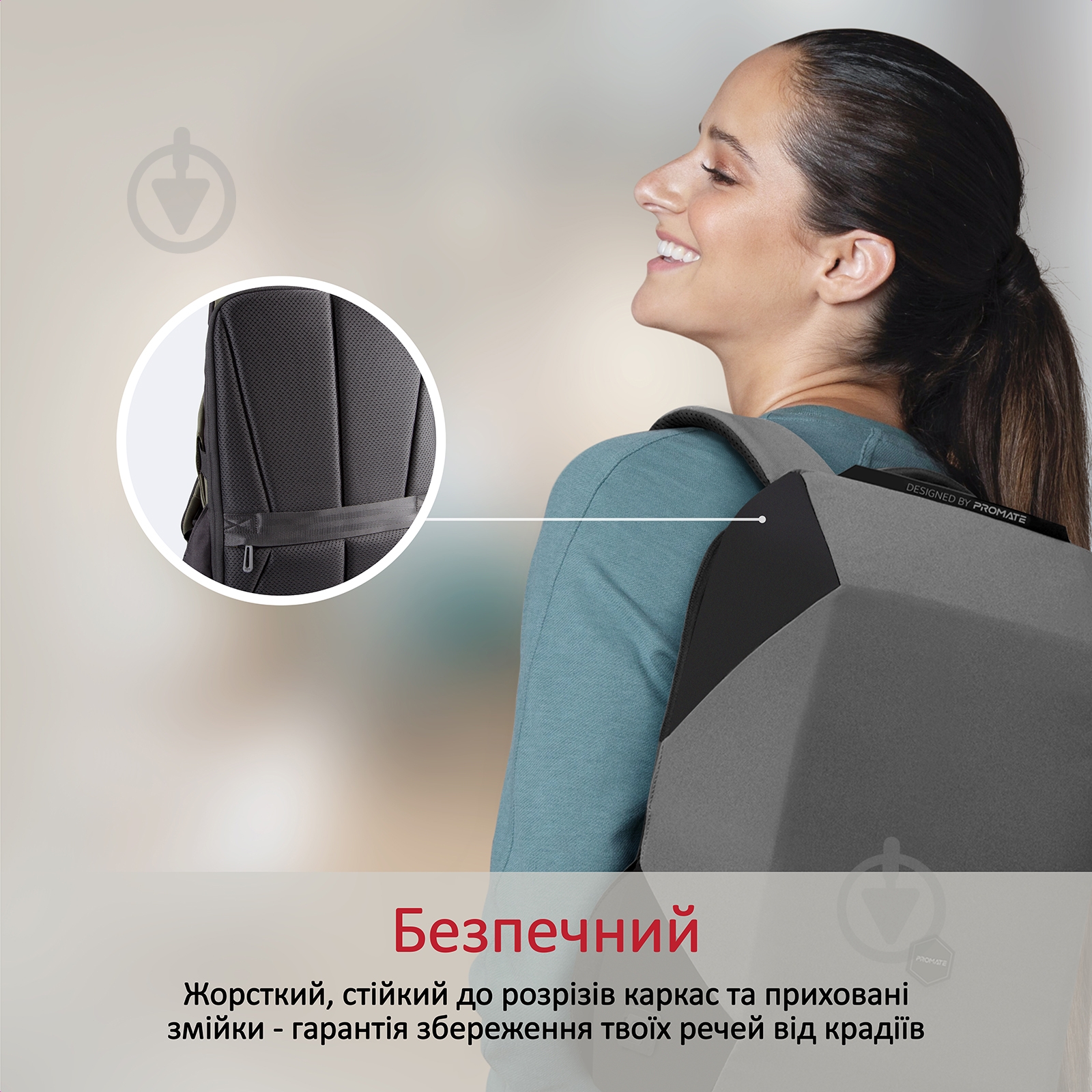 Рюкзак для ноутбука Promate 15.6" grey (urbanpack-bp.grey) UrbanPack-BP - фото 5
