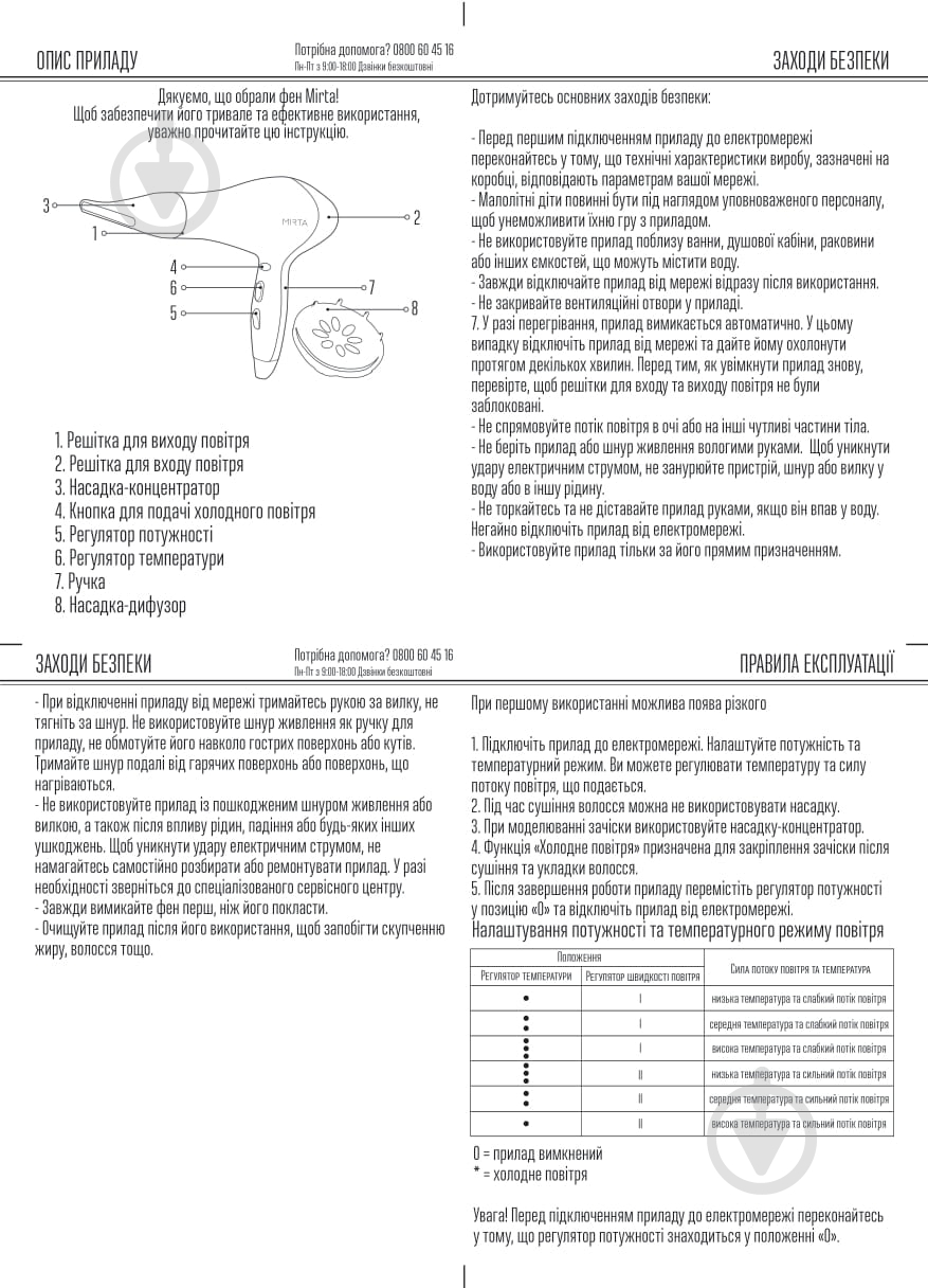 Фен Mirta HD-4551 - фото 8 Фен Mirta HD-4551 - фото 8