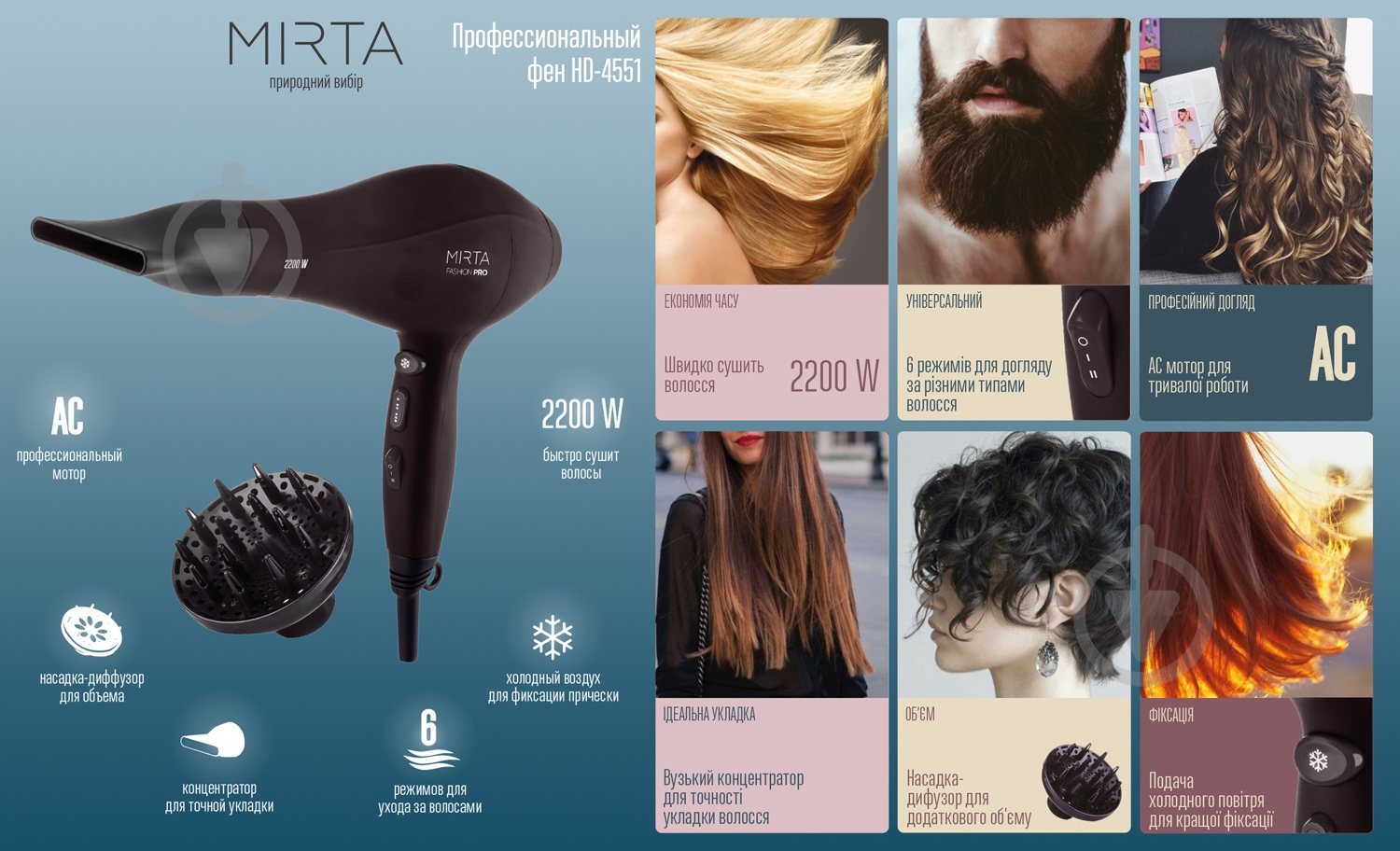 Фен Mirta HD-4551 - фото 6 Фен Mirta HD-4551 - фото 6
