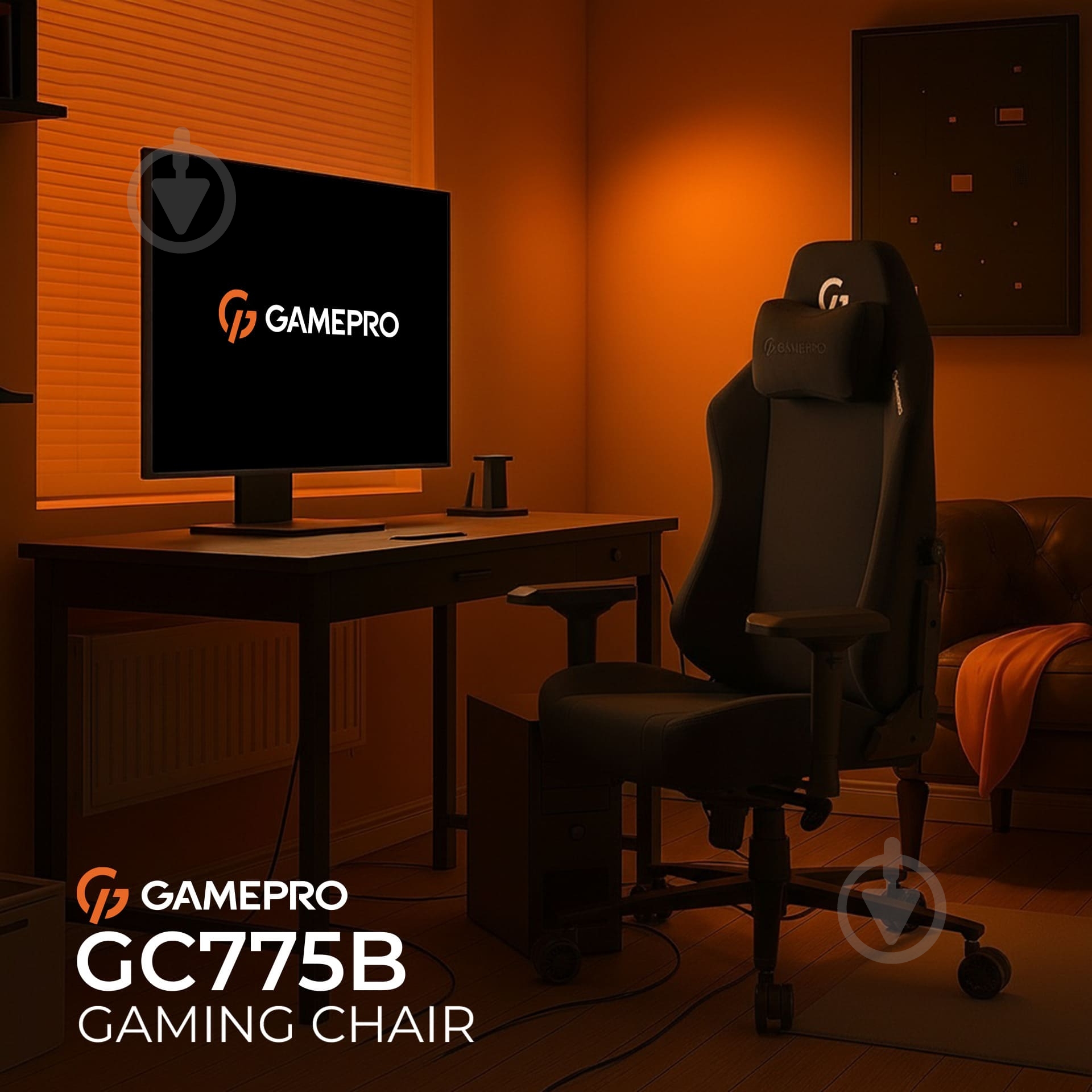Крісло ігрове GamePro GC775B Black fabric чорний - фото 9