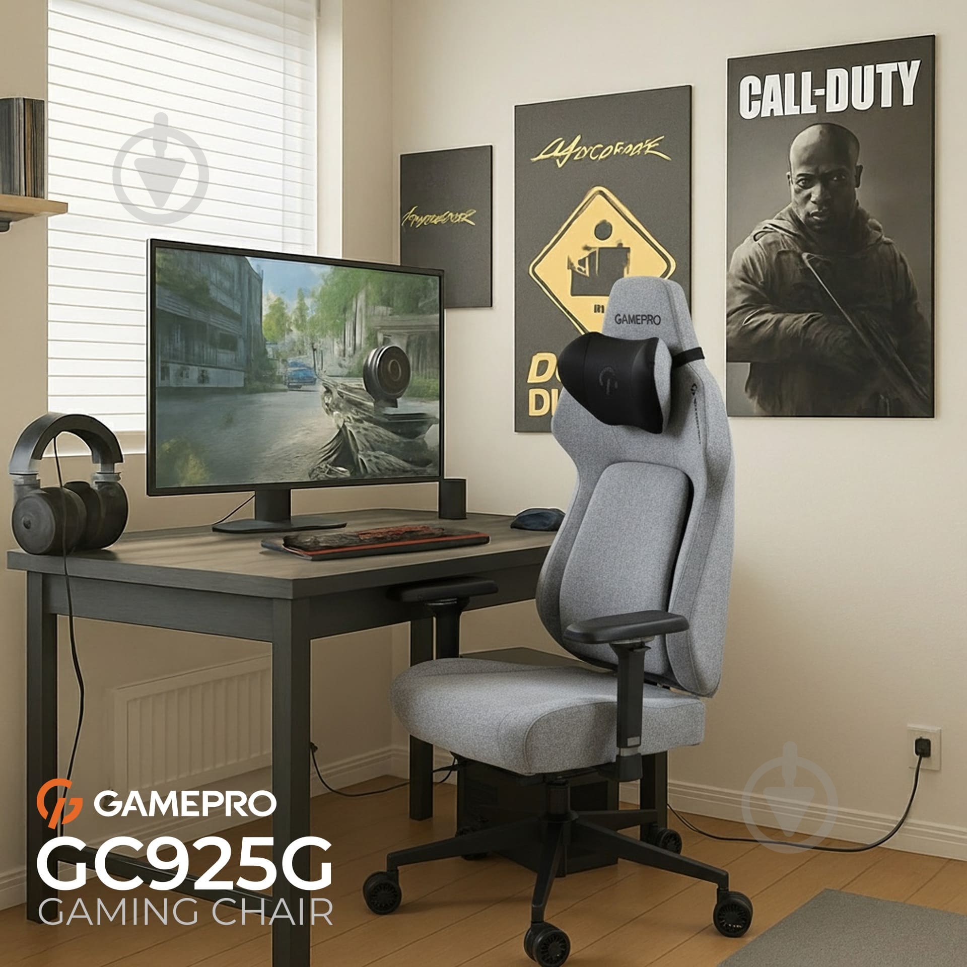 Крісло ігрове GamePro GC925G Grey fabric сірий - фото 10