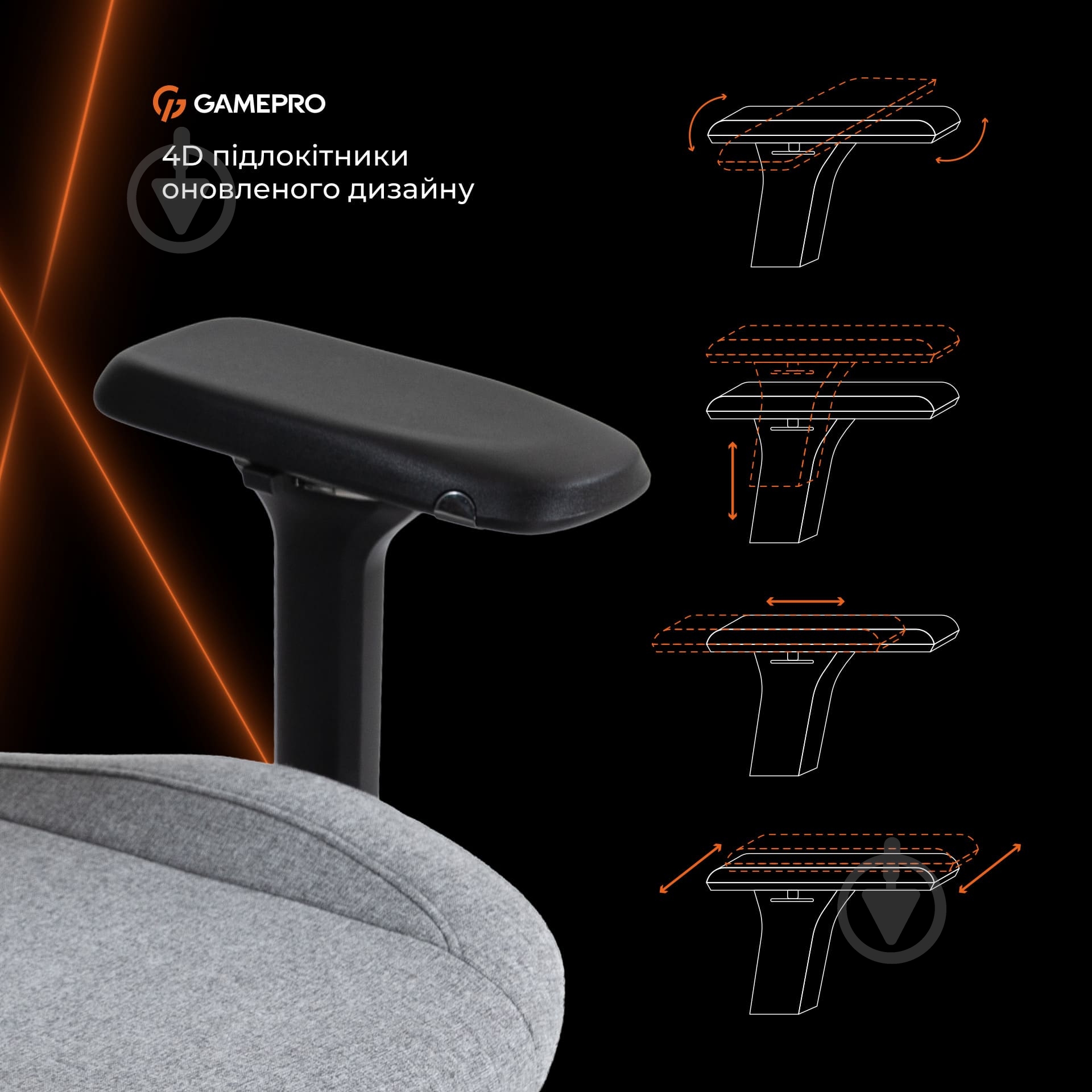 Крісло ігрове GamePro GC925G Grey fabric сірий - фото 17