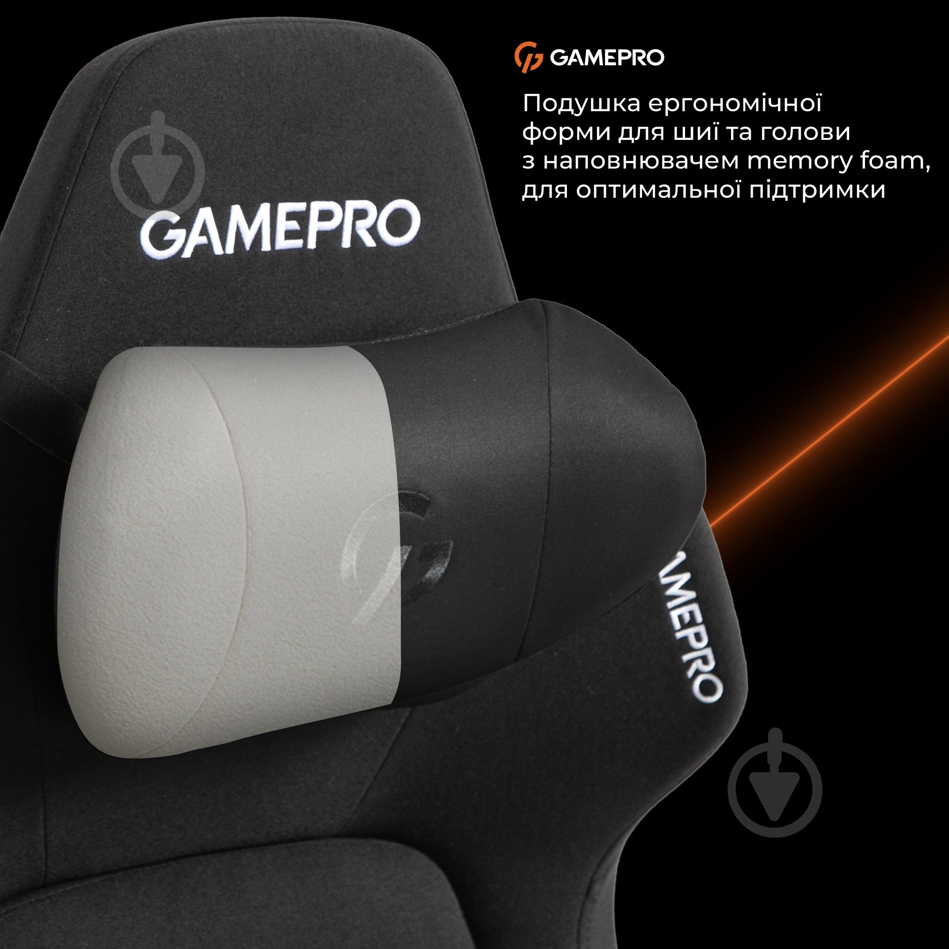 Крісло ігрове GamePro GC925B Black fabric чорний - фото 11