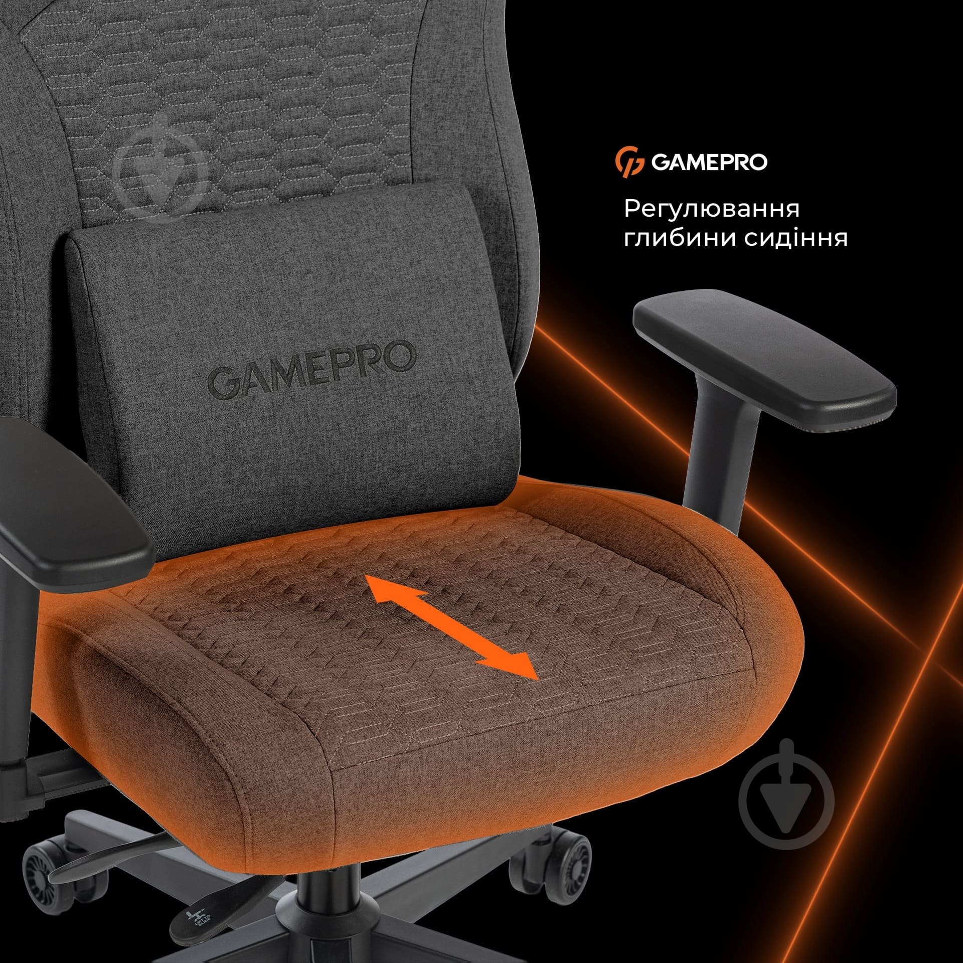 Крісло ігрове GamePro GC760DG Dark grey fabric сірий - фото 12