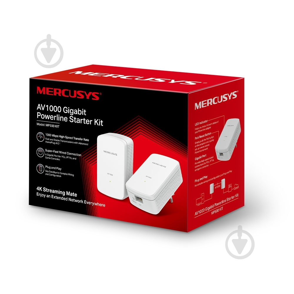 Адаптер Mercusys AV1000 Gigabit Powerline (MP500KIT) - фото 4