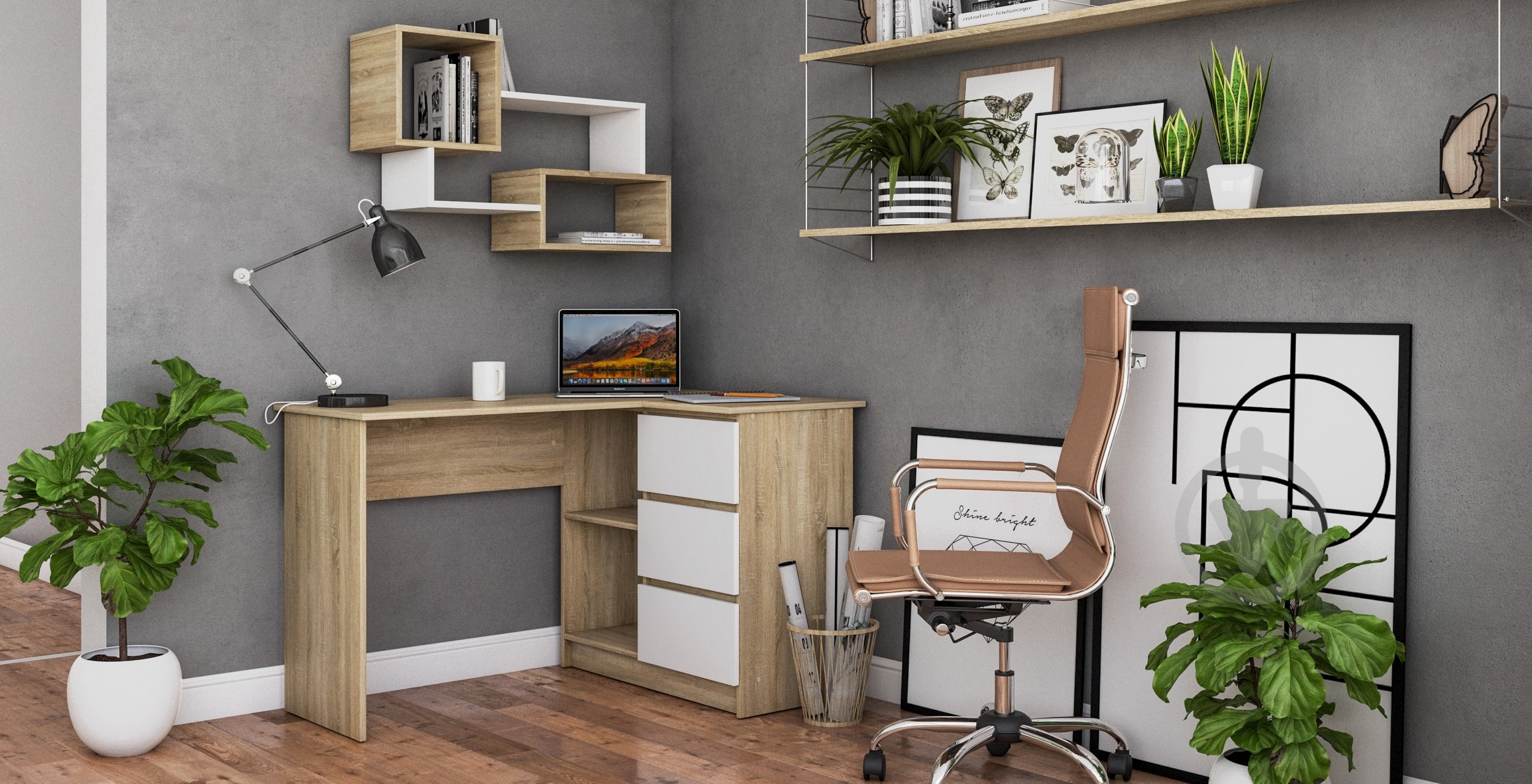 Полка Грейд Микс Премиум 850x850x550 мм дуб сонома/нимфея альба - фото 2