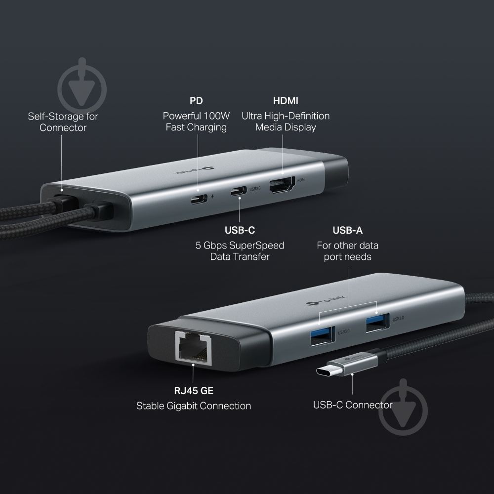 USB-хаб TP-Link USB Type-C 6-в-1 (UH6120C) - фото 3 USB-хаб TP-Link USB Type-C 6-в-1 (UH6120C) - фото 3