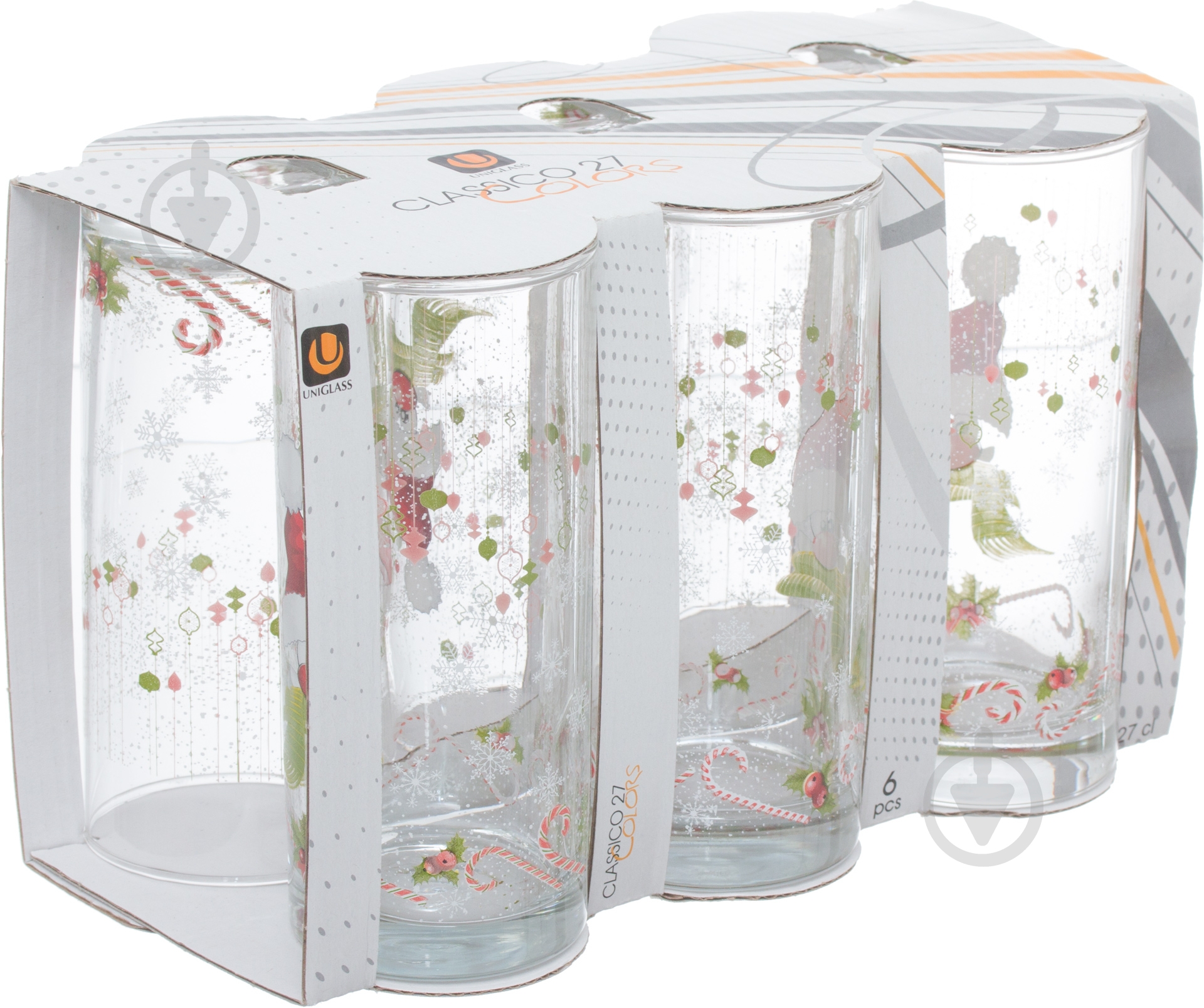 Набор стаканов Uniglass Снеговик 91206/D298 260 мл 6 шт. - фото 2 Набор стаканов Uniglass Снеговик 91206/D298 260 мл 6 шт. - фото 2