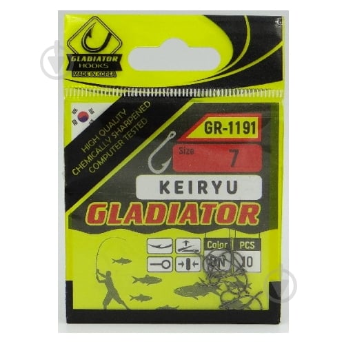 Крючки Gladiator №1 10 шт. Keiryu 1191 bn - фото 2