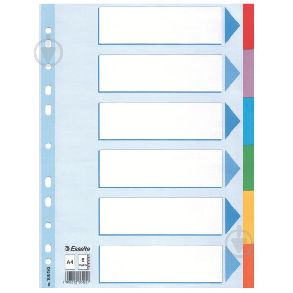Разделитель цветной А4 6 Esselte - фото 1 Разделитель цветной А4 6 Esselte - фото 1