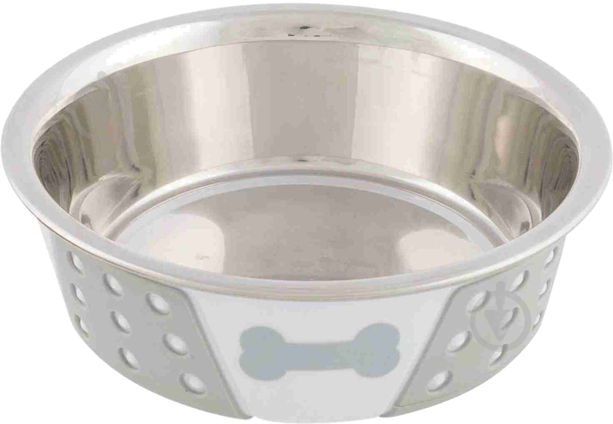 Миска Trixie для собак металлическая с силиконовыми вставками белая с серым 14 см 0.4 л (25255) - фото 2 Миска Trixie для собак металлическая с силиконовыми вставками белая с серым 14 см 0.4 л (25255) - фото 2