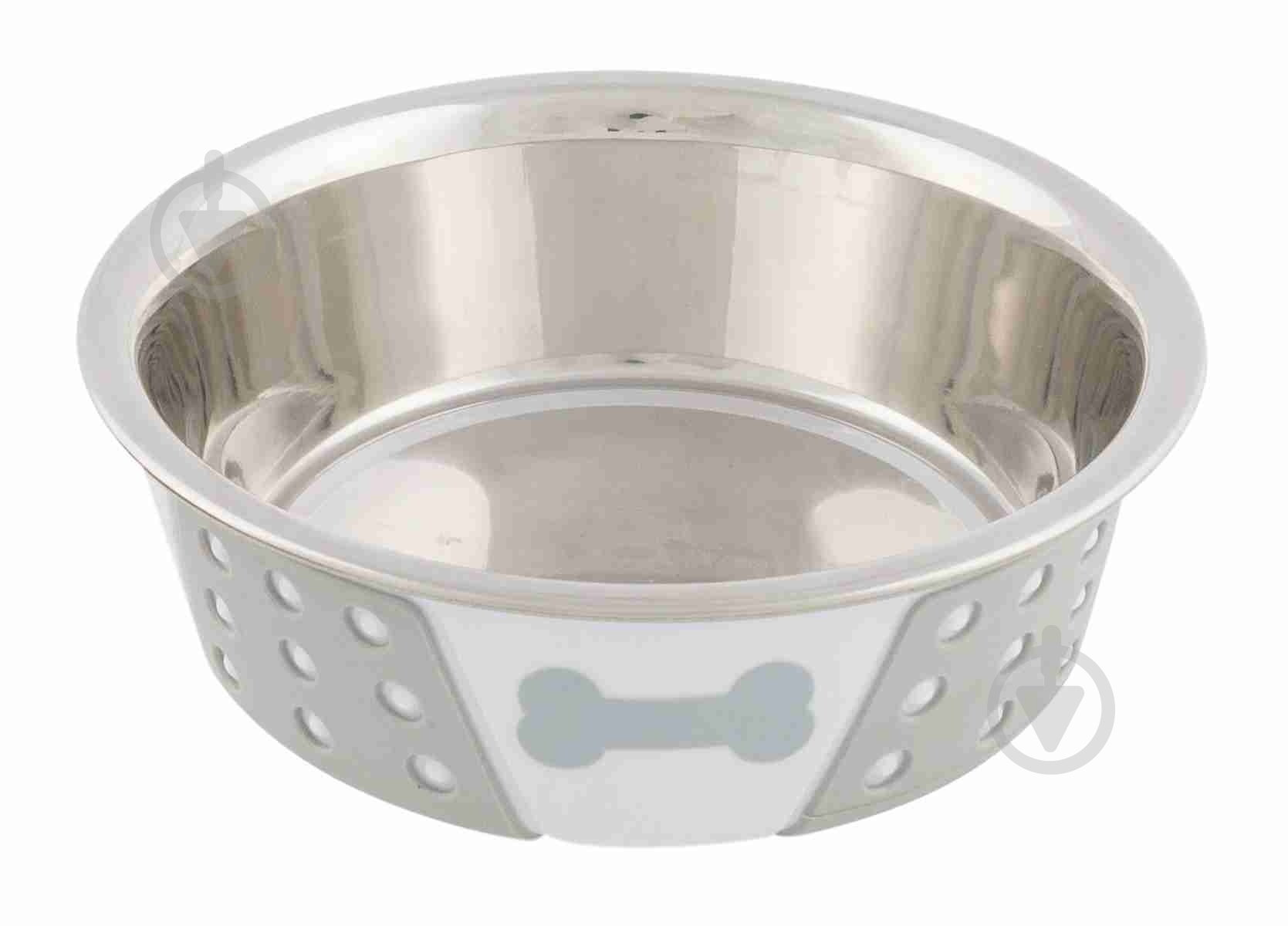 Миска Trixie для собак металлическая с силиконовыми вставками белая с серым 14 см 0.4 л (25255) - фото 1 Миска Trixie для собак металлическая с силиконовыми вставками белая с серым 14 см 0.4 л (25255) - фото 1